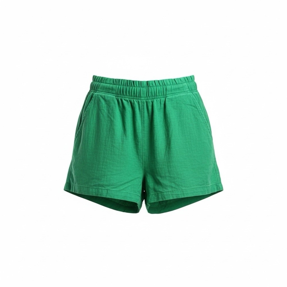 Women's Elan 100% Cotton Mom Shorts Green Size Medium